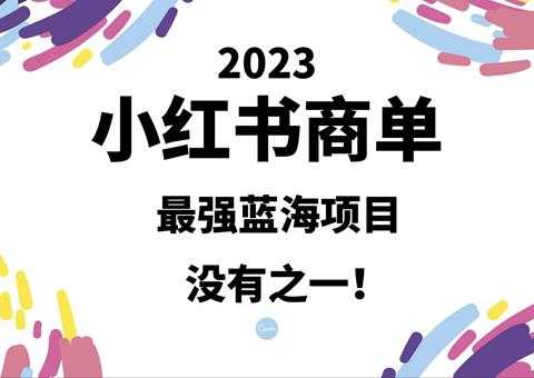 小红书商单，2023最强蓝海项目，没有之一！-课程网