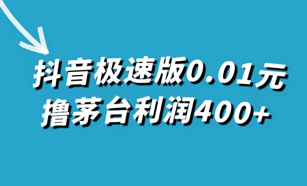 抖音极速版0.01元撸茅台，一单利润400+-课程网