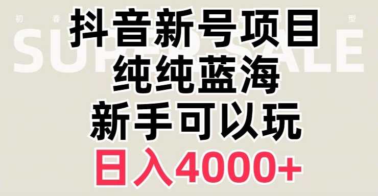 抖音蓝海赛道，必须是新账号，日入4000+【揭秘】-课程网