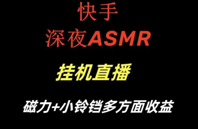 快手深夜性感ASMR挂机直播，磁力+小铃铛收益（附带工具和5G素材）-课程网