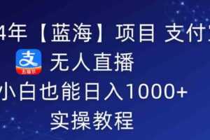 2024年【蓝海】项目 支付宝无人直播 小白也能日入1000+  实操教程-课程网